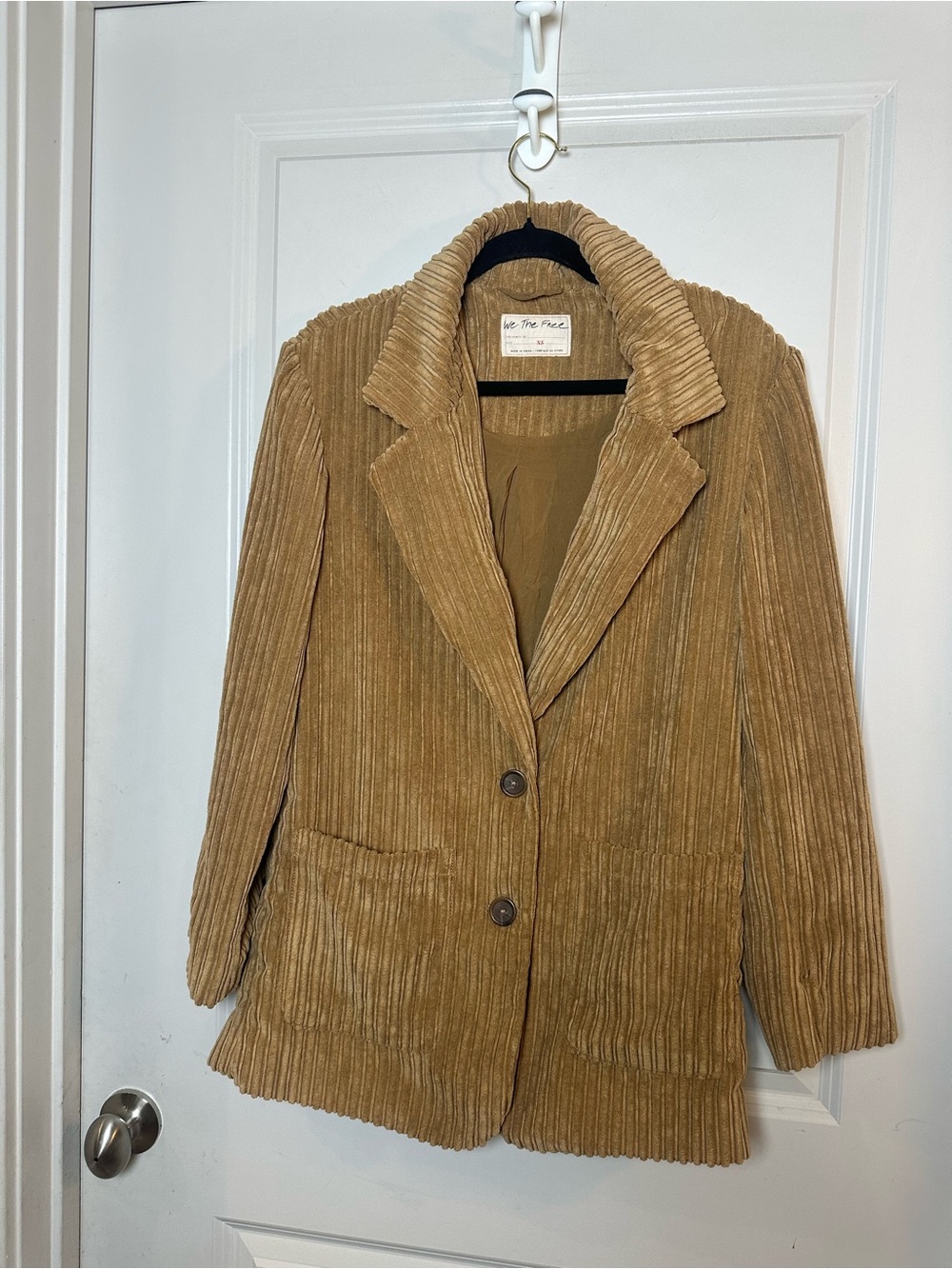 FREE PEOPLE/WE THE FREE Corduroy Oversized Tan Ribbed Grandpacore Blazer, XS